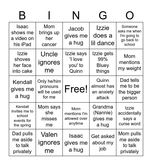 2nd bday fun Bingo Card