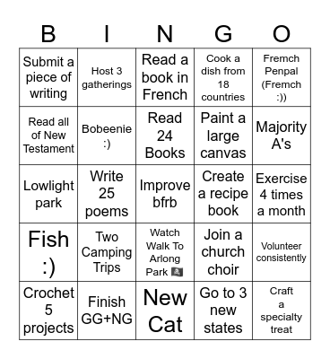 Lauren's 2025 Bingo Card