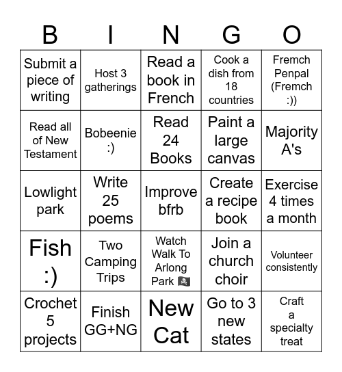 Lauren's 2025 Bingo Card