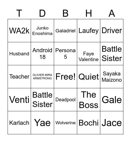 WOULD Bingo Card