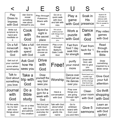 7x7 Jesus Time Bingo Card