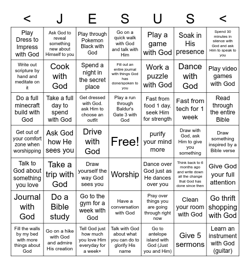 7x7 Jesus Time Bingo Card