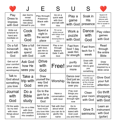 7x7 Jesus Time Bingo Card