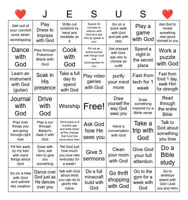 7x7 Jesus Time Bingo Card