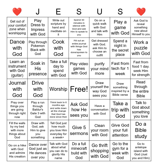 7x7 Jesus Time Bingo Card