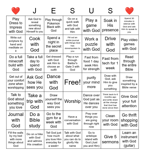 7x7 Jesus Time Bingo Card
