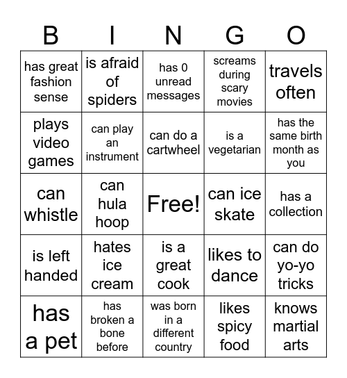 Find someone who ... Bingo Card