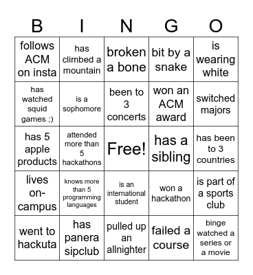 ACM Bingo Card