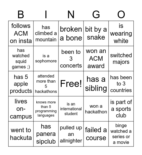 ACM Bingo Card