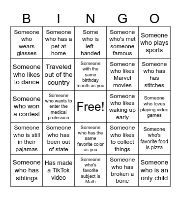 Human Bingo Card