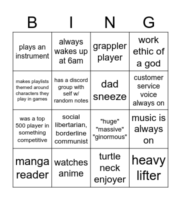 self bingo Card