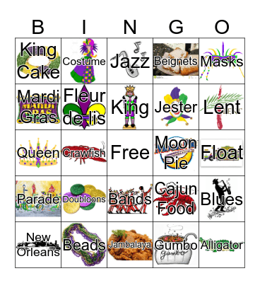 Mardi Gras Bingo Card