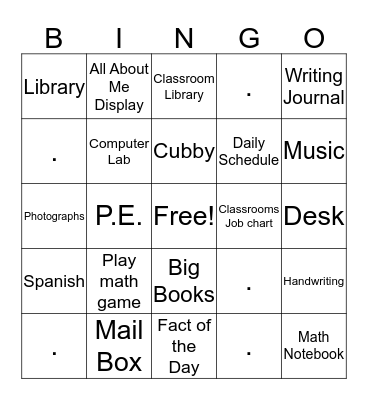 OPEN HOUSE BINGO! Bingo Card