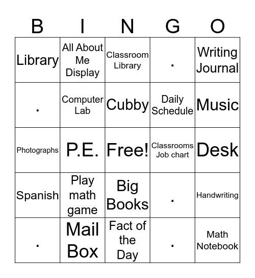 OPEN HOUSE BINGO! Bingo Card