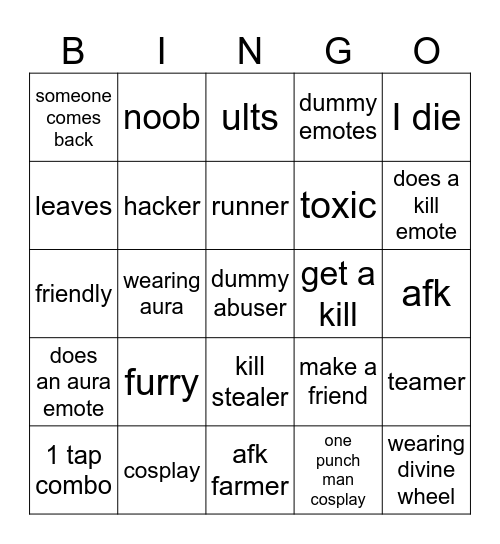 sbg bingo Card