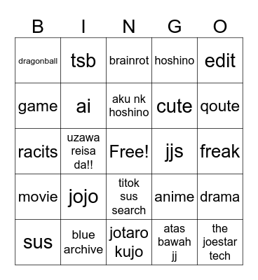 my tiktok bingo Card