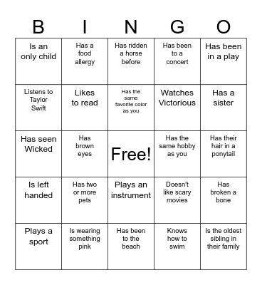 Sleepover Bingo! Find the Guest Who... Bingo Card