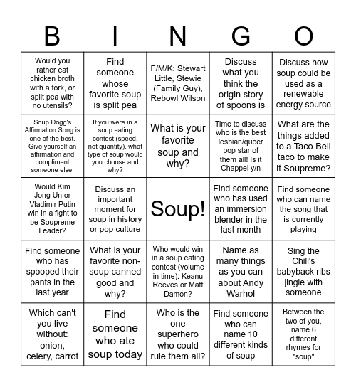 Souperb!! Bingo Card