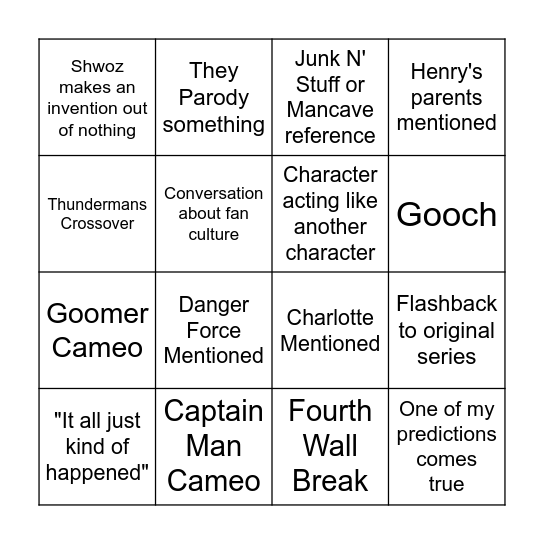 Henry Danger: The Movie Bingo Card