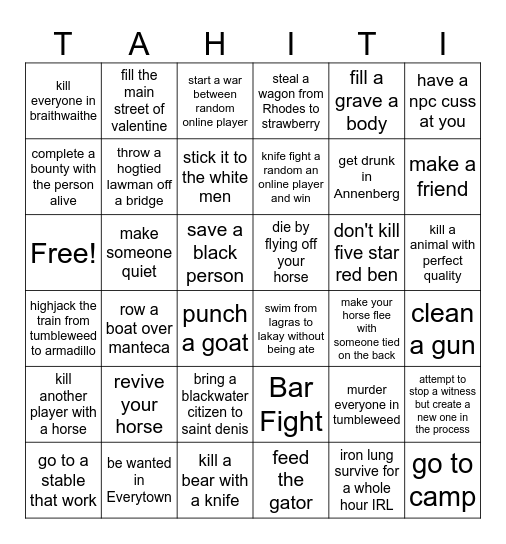 RD2 Online Bingo Card