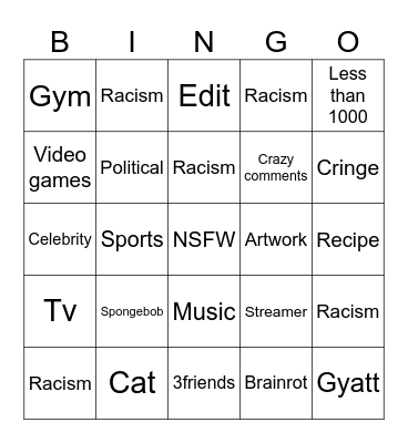 Instagram reels Bingo Card