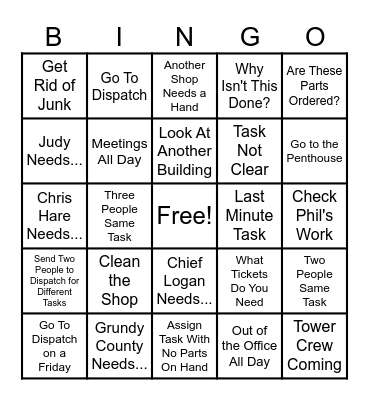 Management Bingo Card