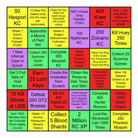 The Duke 1 Billion GP Bingo Card