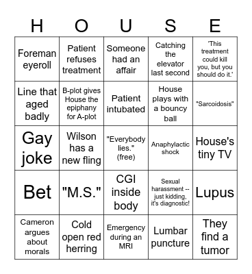 House MD Bingo Card