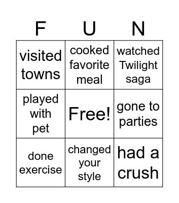HAVE YOU...? BINGO Card