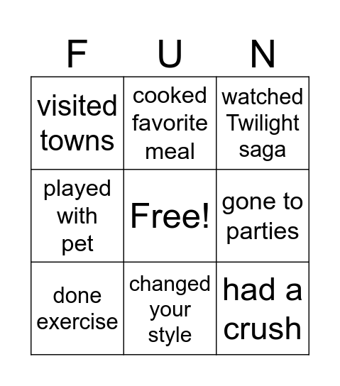 HAVE YOU...? BINGO Card