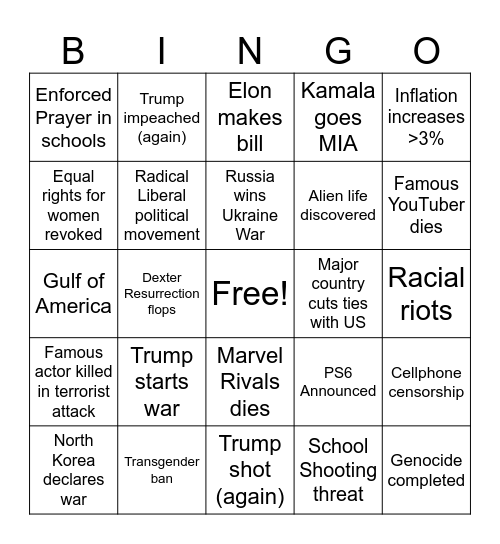 2025 Bingo Card
