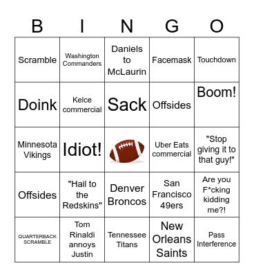 FOOTBALL Bingo Card