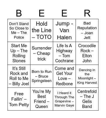 Dance Time Bingo Card