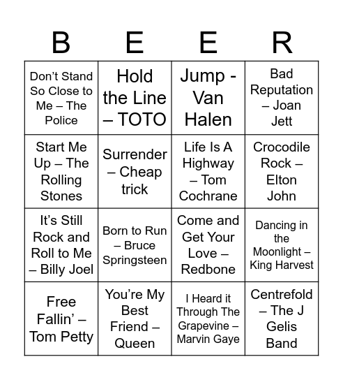 Dance Time Bingo Card