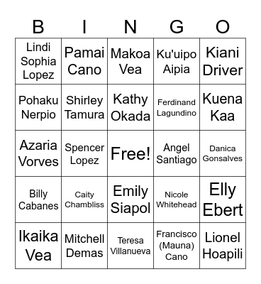 Kingdom Hall friends Bingo Card