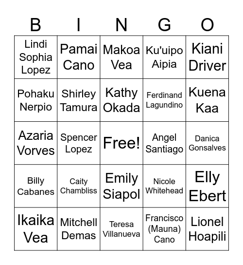 Kingdom Hall friends Bingo Card