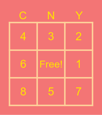 Chinese New Year Bingo Card