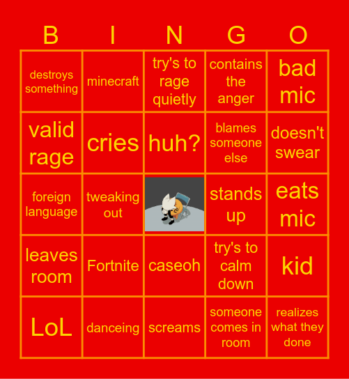 gamer rage bingo Card