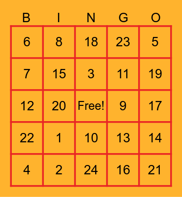 Chinese New year Bingo Card