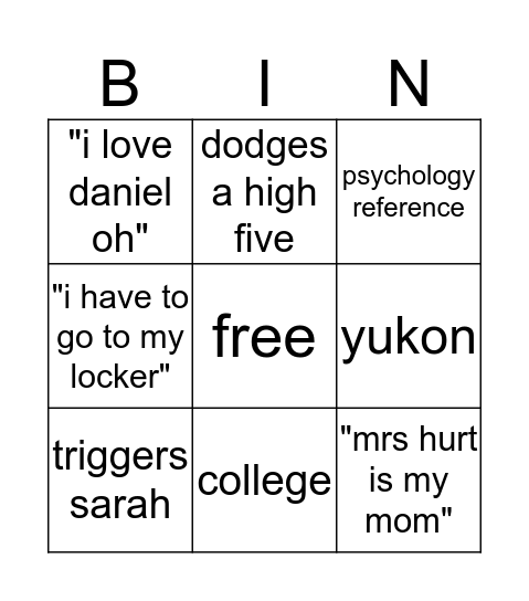 hima Bingo Card