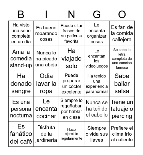 Bingo Social Bingo Card