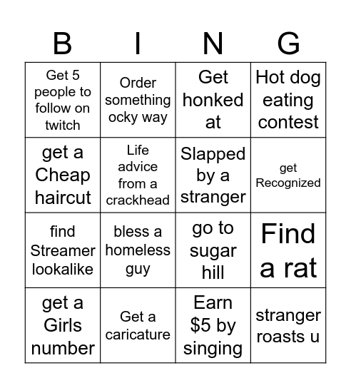 NYC BINGO Card