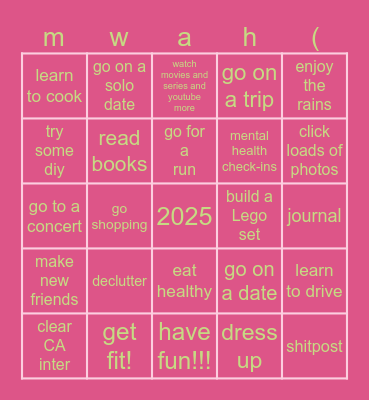 2025? Bingo Card
