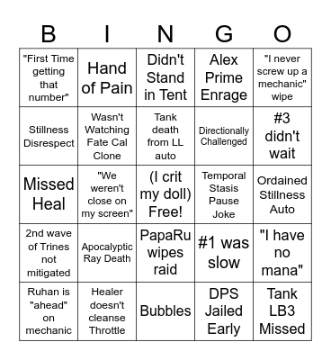 <PIS> TEA Bingo Card Bingo Card