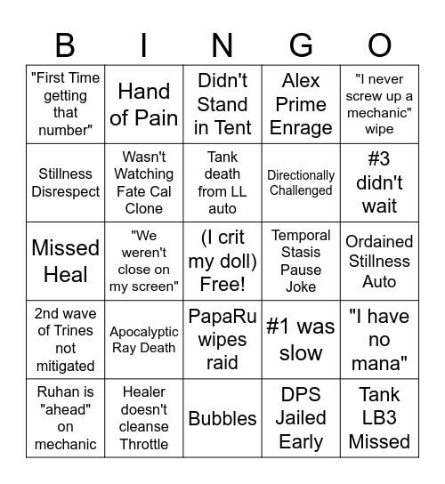 <PIS> TEA Bingo Card Bingo Card