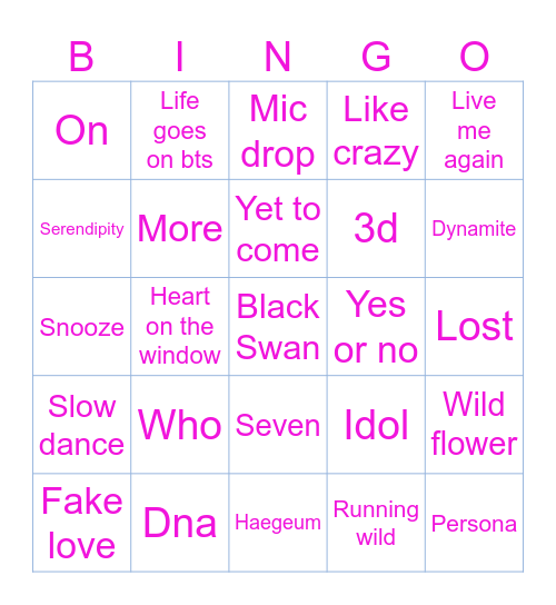 @Pompom_pie Bingo Card