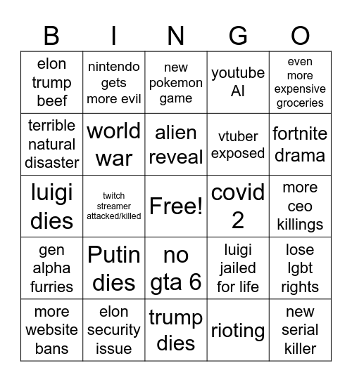 2025 Bingo! Bingo Card