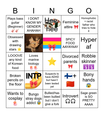 Azriel’s Bingo!! 🪼🪼🎀 Bingo Card