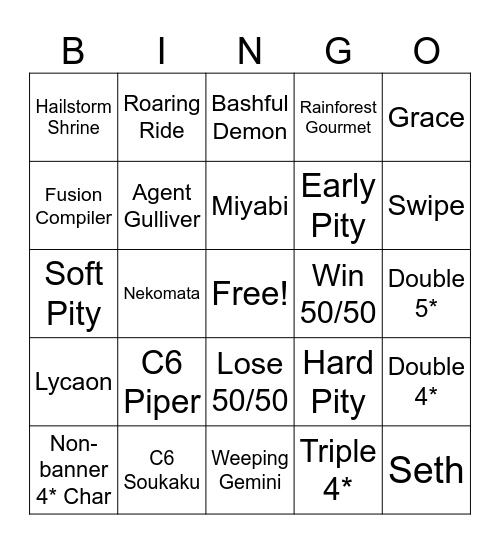 Miyabi Bingo Card