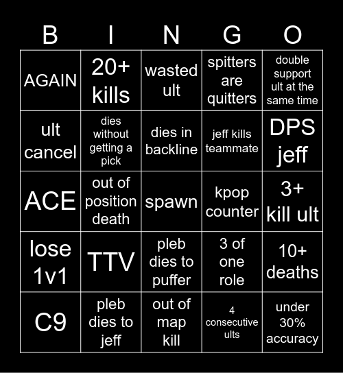 bigpuffer marvel rivals bingo Card